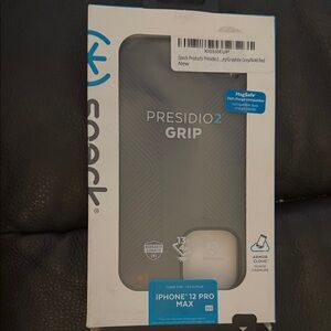 speck Presidio2 GRIP iPhone 12 Pro Max Case - Graphite Gray with Red Accent